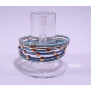 Nordstrom Lee Angel Valorie Wrap and Dot 6 stackable Bracelet NWT 125 Blue GOLD